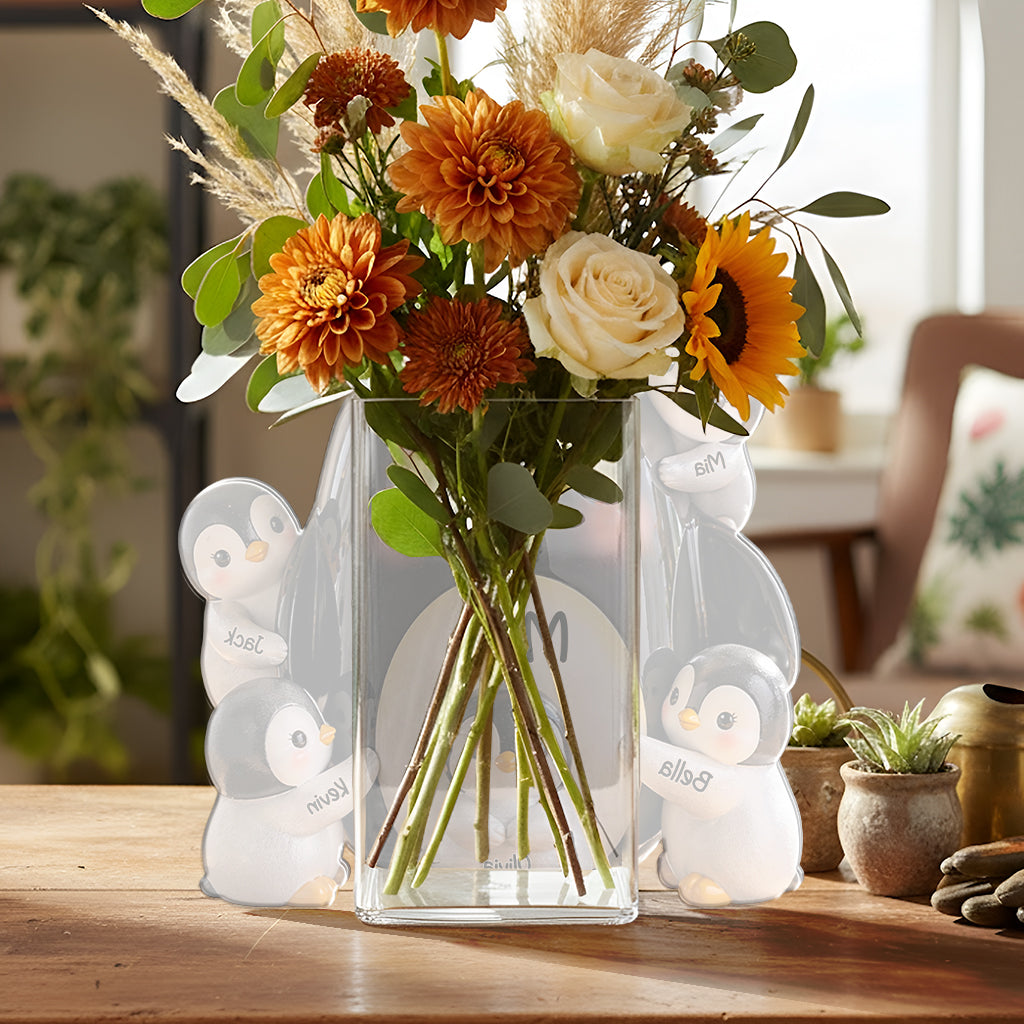 Geschenkidee für Mütter, Pinguinliebhaber - Personalisierter Pinguinliebhaber Acryltopf