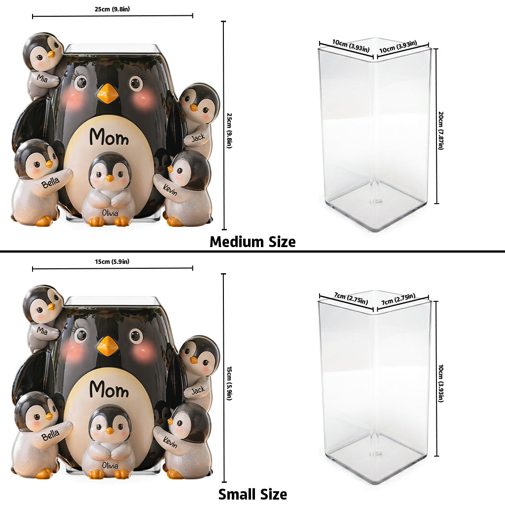 Geschenkidee für Mütter, Pinguinliebhaber - Personalisierter Pinguinliebhaber Acryltopf