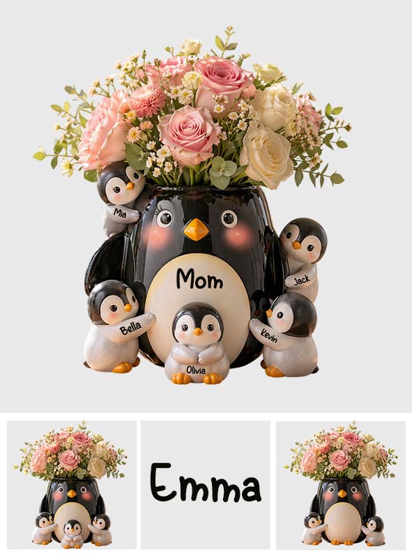 Geschenkidee für Mütter, Pinguinliebhaber - Personalisierter Pinguinliebhaber Acryltopf
