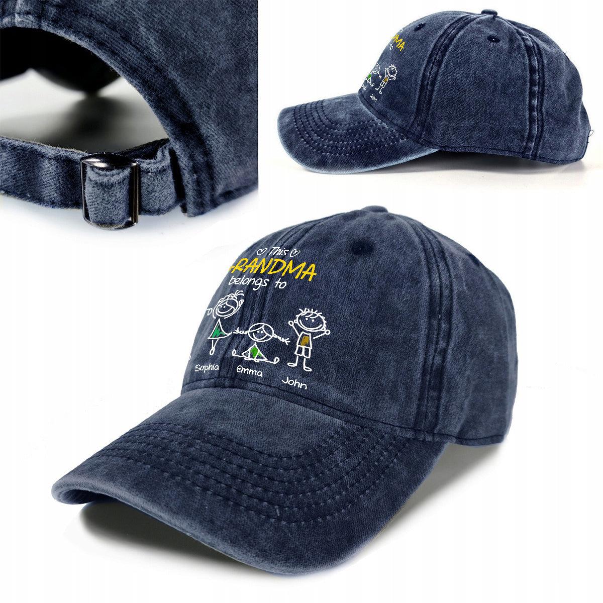 This Grandma Belongs To - Personalized Grandma Washed Denim Cap