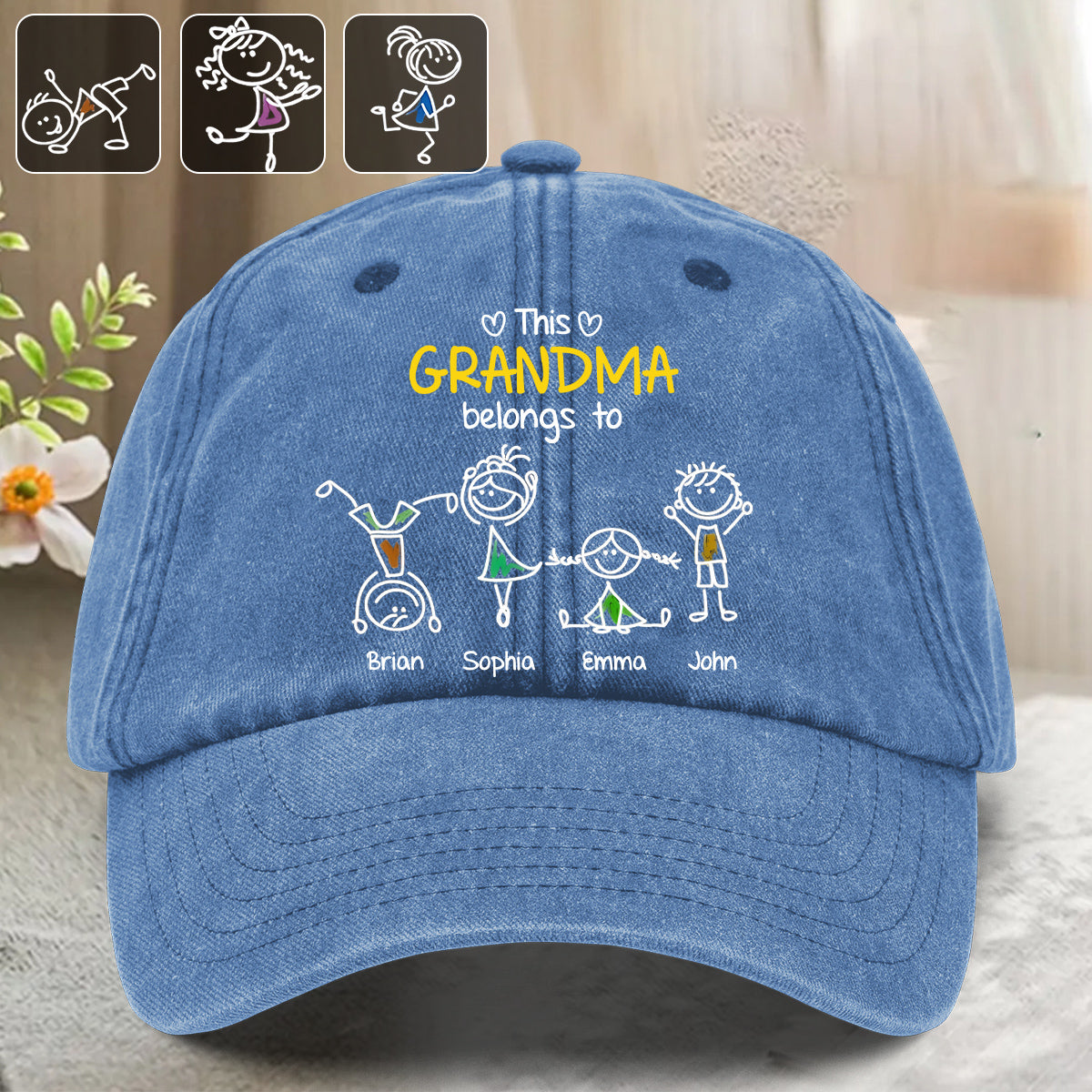 This Grandma Belongs To - Personalized Grandma Washed Denim Cap