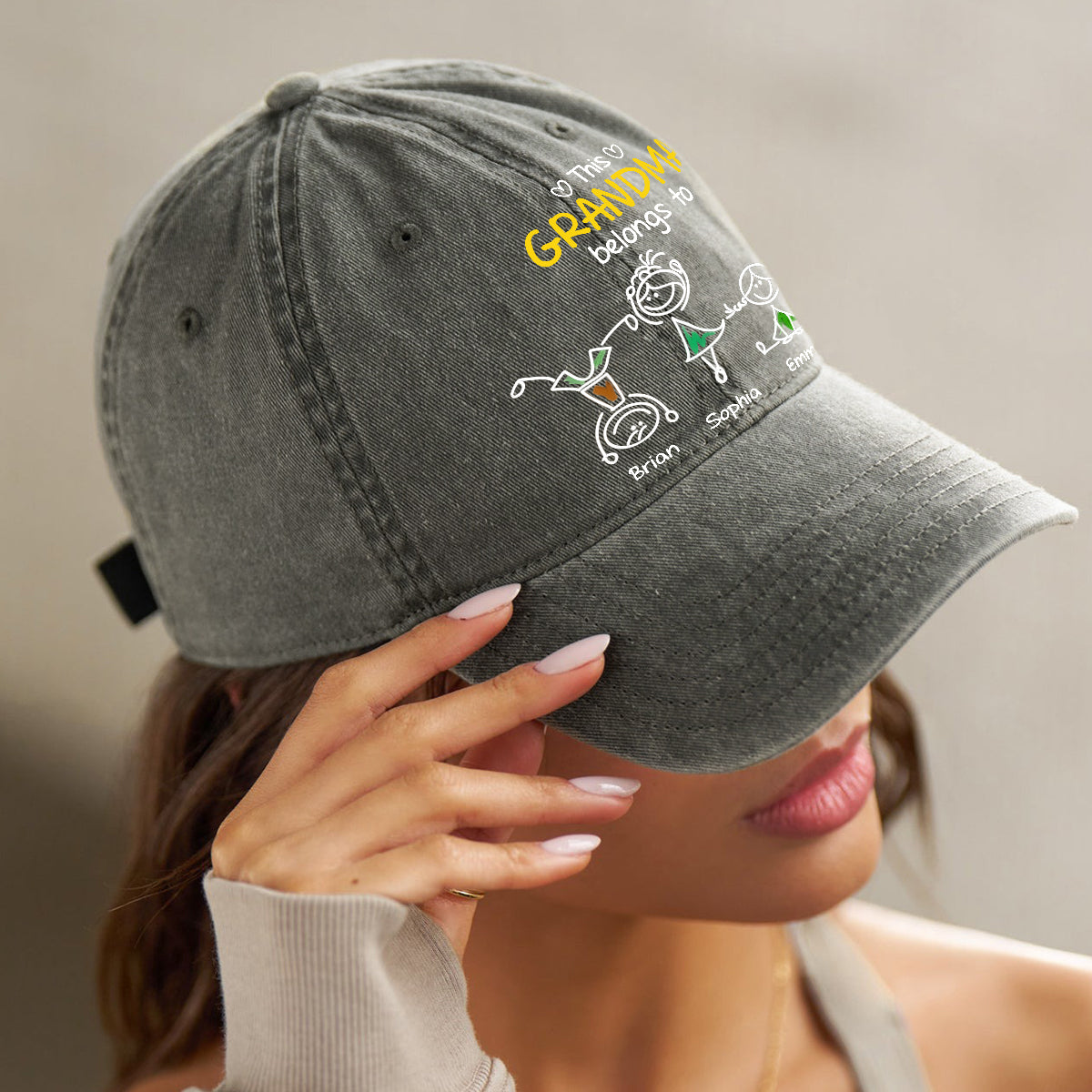 This Grandma Belongs To - Personalized Grandma Washed Denim Cap