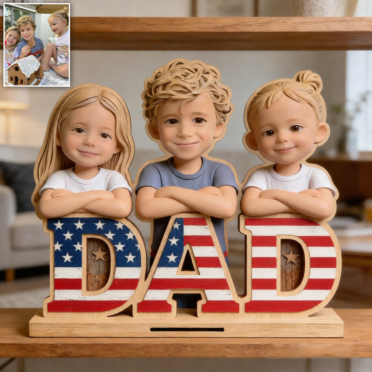 Geschenk zum Vatertag - Personalisierter Vater 2-lagig Freistehend