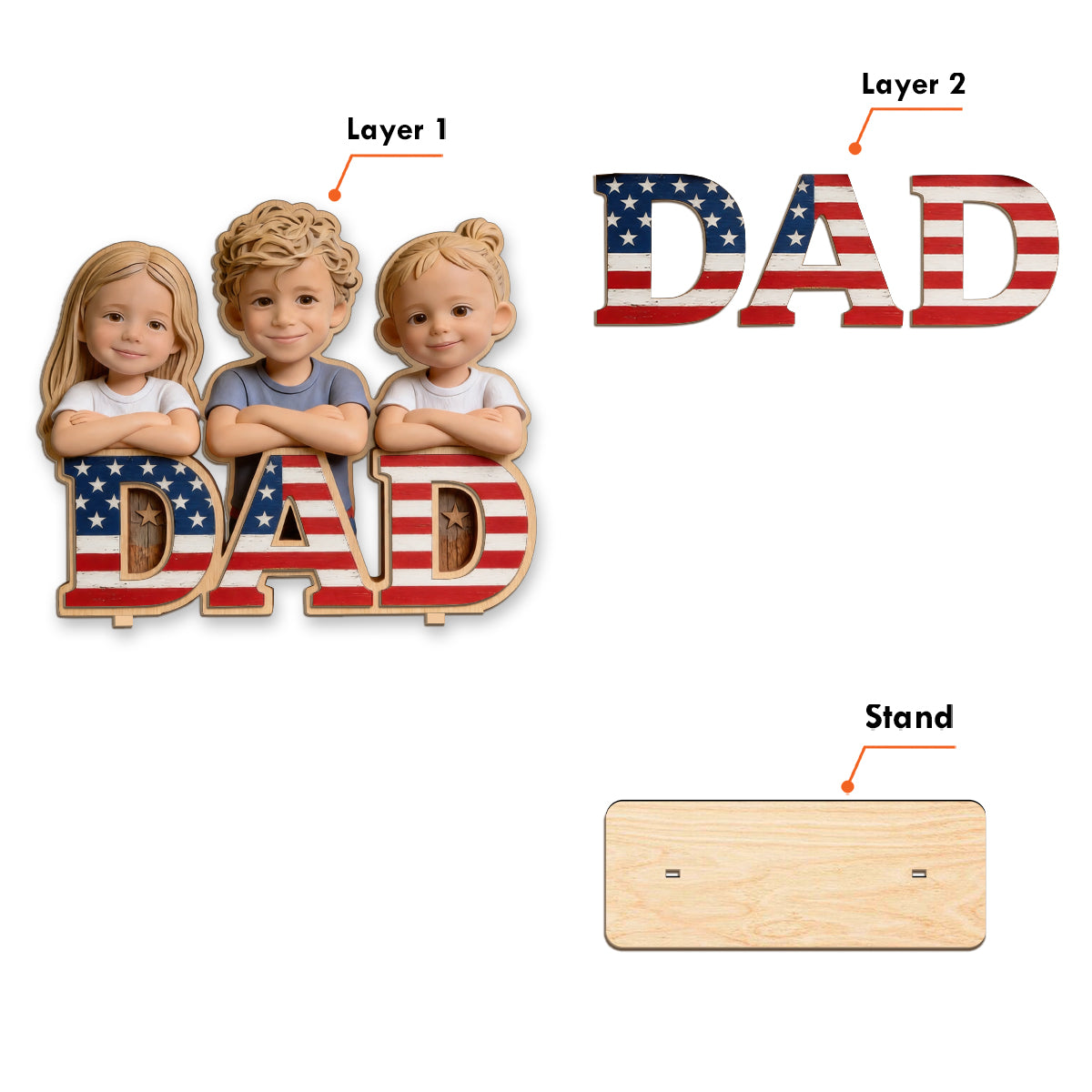 Geschenk zum Vatertag - Personalisierter Vater 2-lagig Freistehend