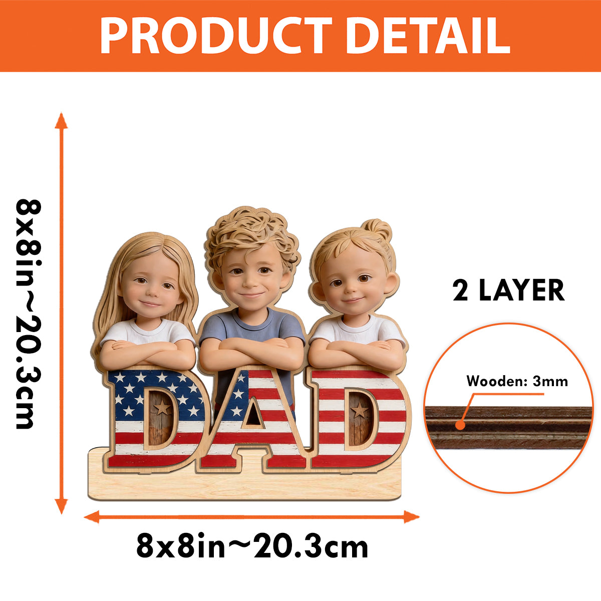Geschenk zum Vatertag - Personalisierter Vater 2-lagig Freistehend