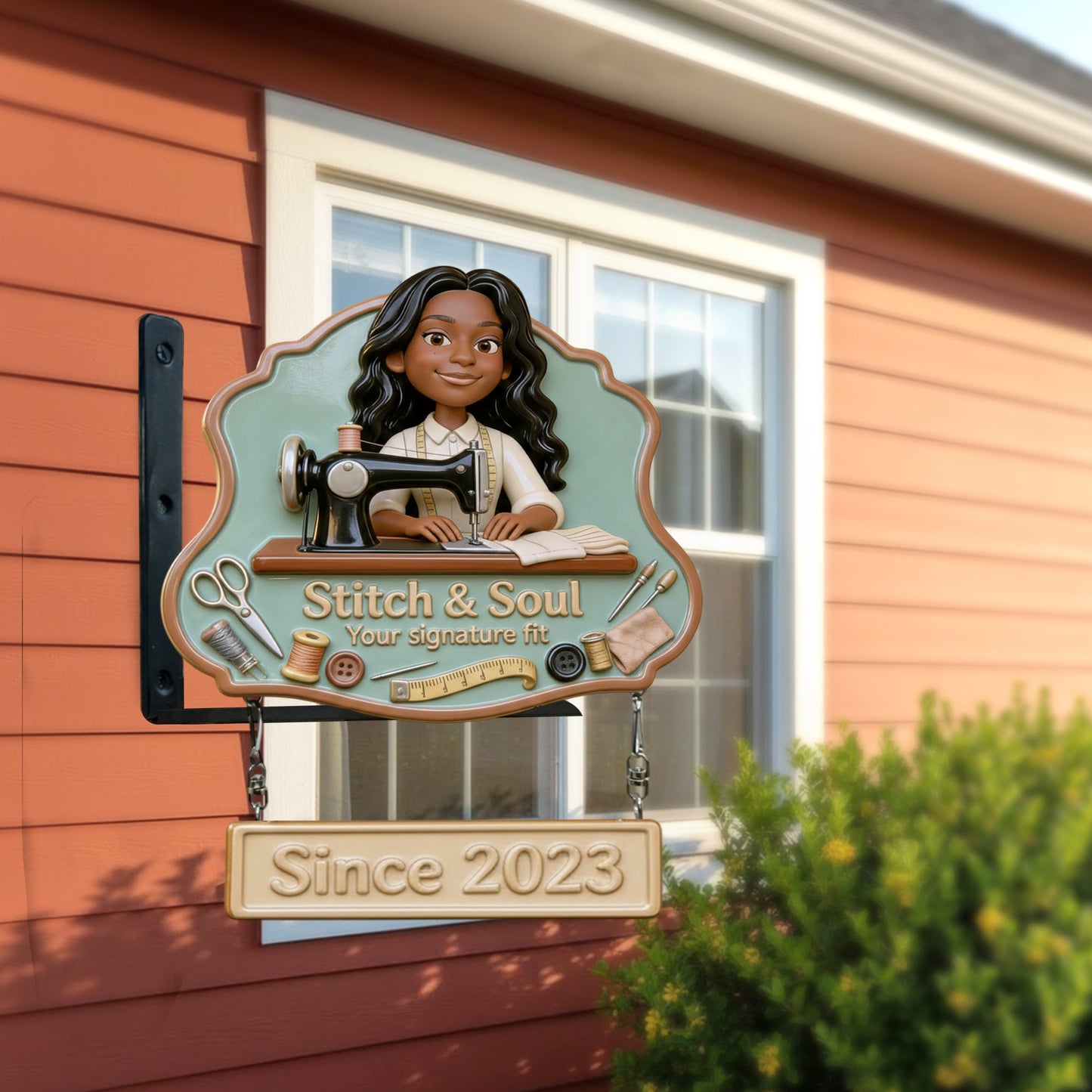 Tailor Shop Logo For Sewing Lover - Personalized Sewing Wooden Wall Mount Sign