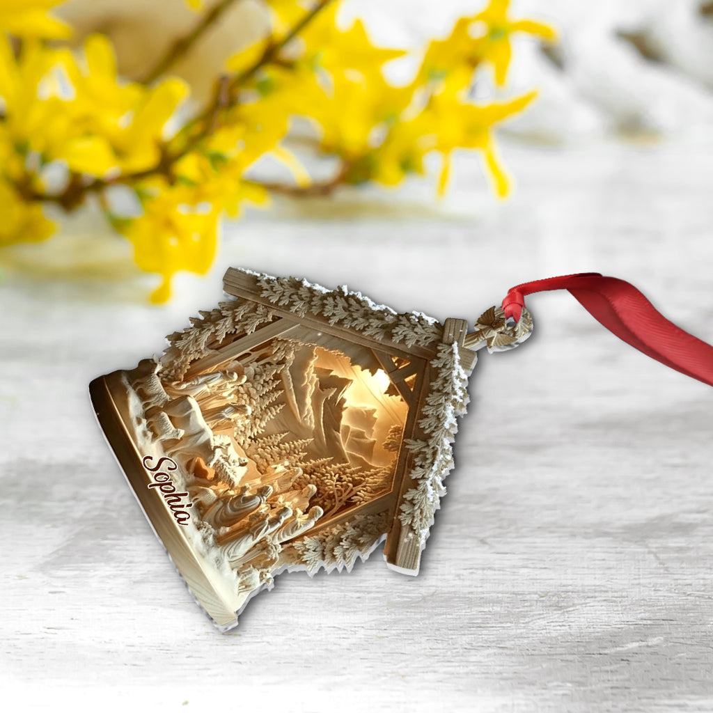 Nativity Scene Jesus - Personalized Christian Ornament