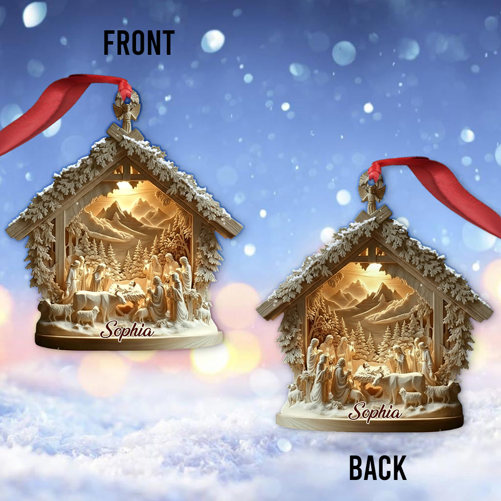 Nativity Scene Jesus - Personalized Christian Ornament