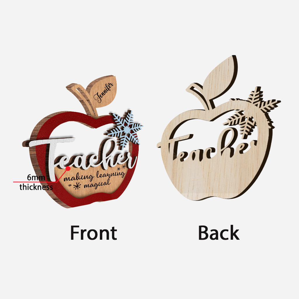 Noël des enseignants - Ornement en bois personnalisé à 2 niveaux