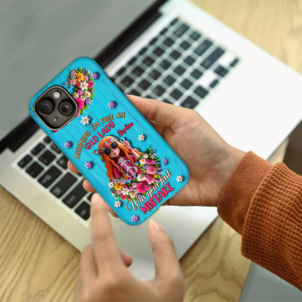 Assuming I'm Just An Old Lady Was Your First Mistake - Personalized Hippie Full Print Phone Case
