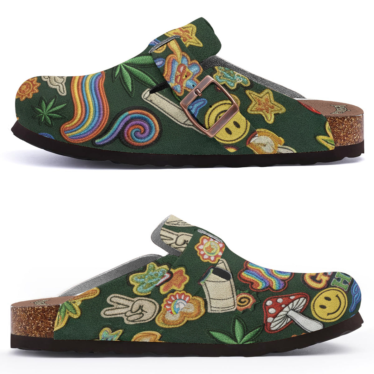 Green Buds Aesthetic - Personalized Weed Clogs With Arch Support
