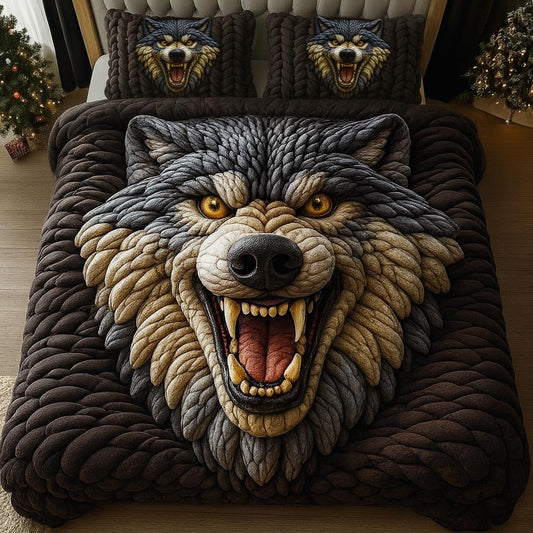 Wolf Lover Gift - Personalized Wolf Quilt Set