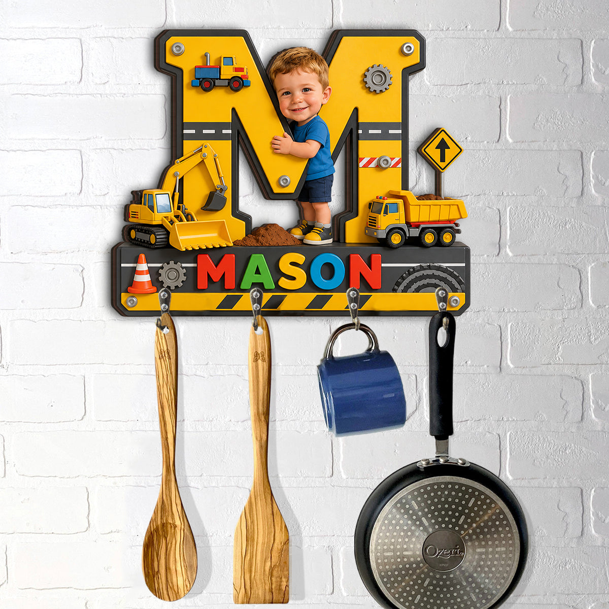 Alphabet Letter & Custom Photo And Theme - Personalized Kid Custom Shaped Hanging Rack