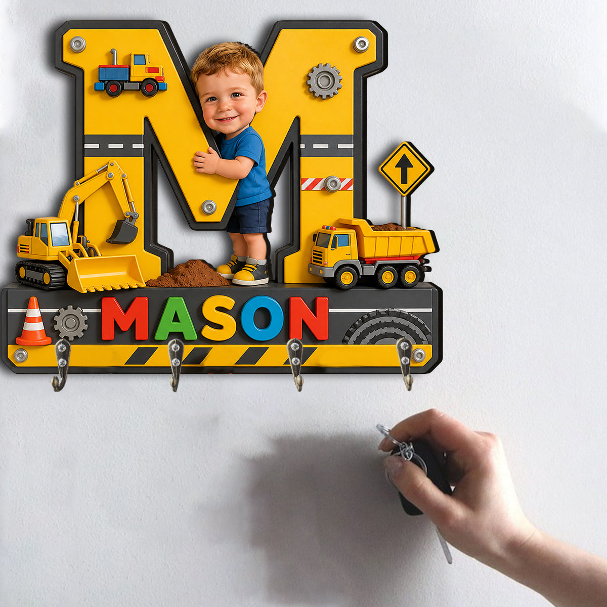 Alphabet Letter & Custom Photo And Theme - Personalized Kid Custom Shaped Hanging Rack