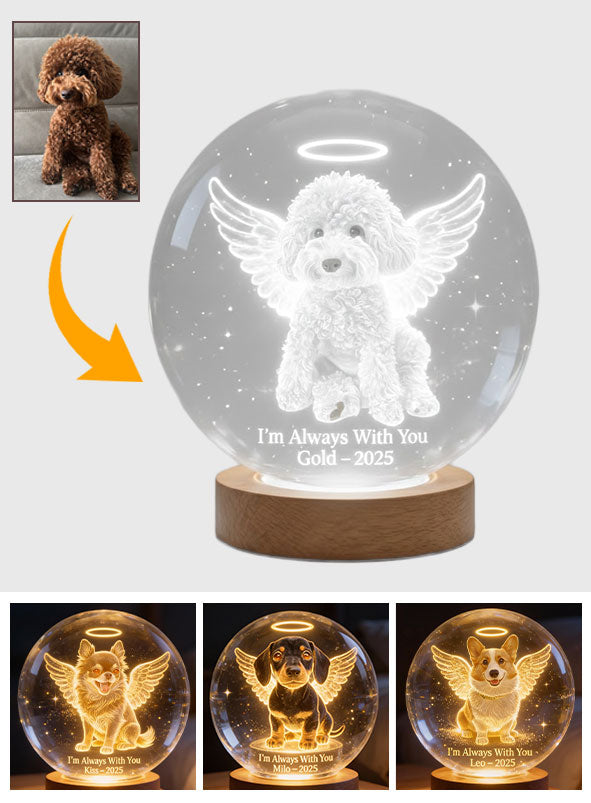 Je suis toujours avec toi - Veilleuse boule de cristal personnalisée pour chien