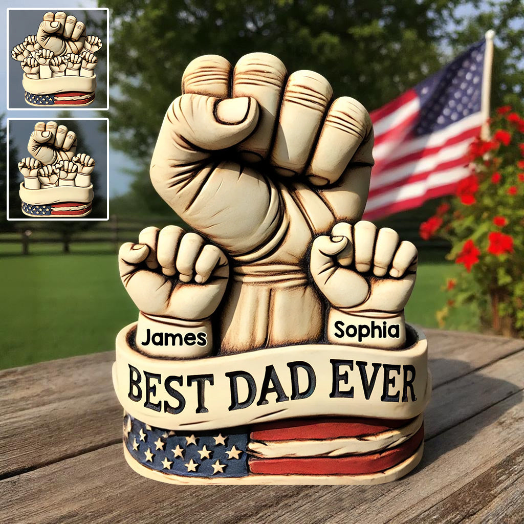 Dad And Kids Hands - Personalized Father Custom Shaped Acrylic Plaque