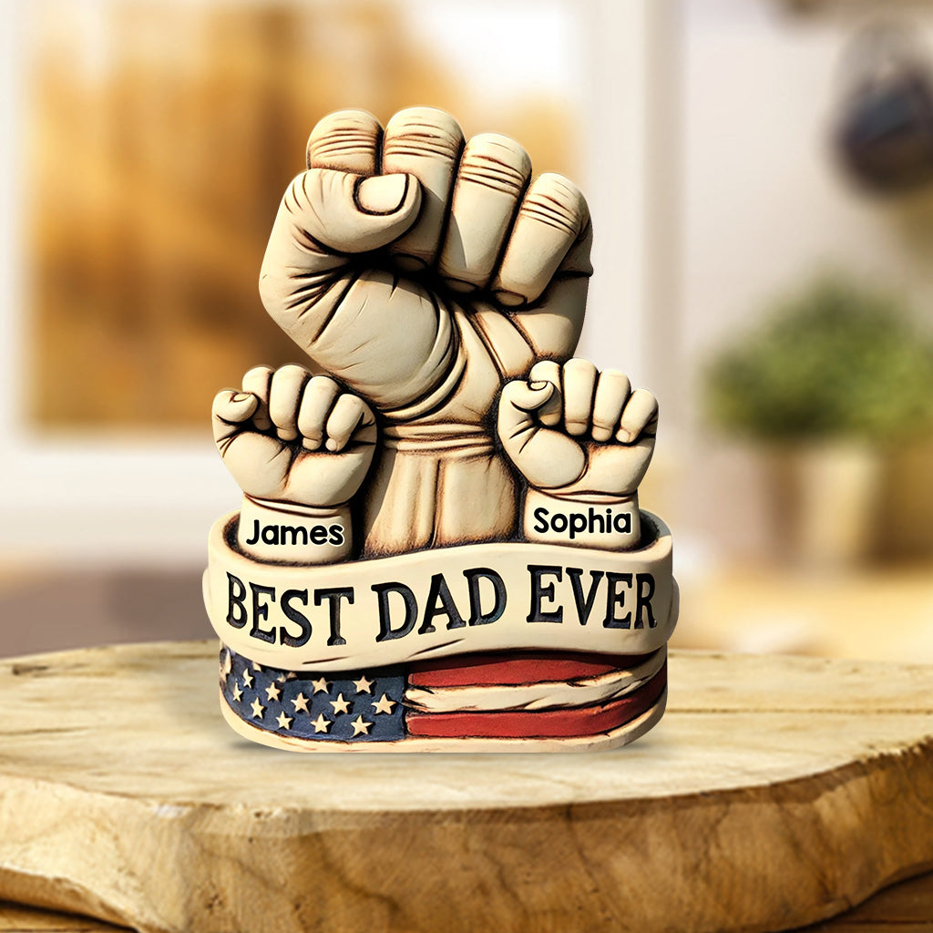 Dad And Kids Hands - Personalized Father Custom Shaped Acrylic Plaque