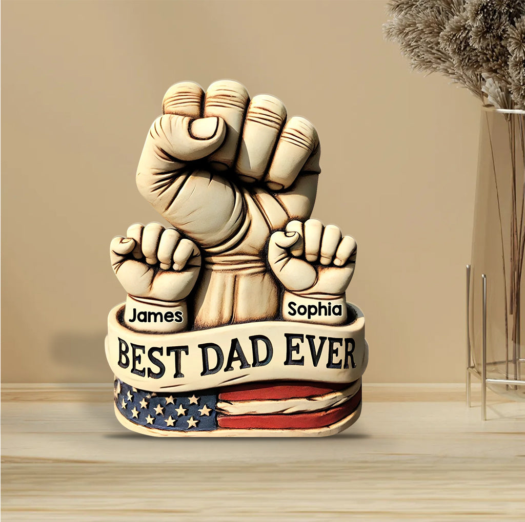 Dad And Kids Hands - Personalized Father Custom Shaped Acrylic Plaque