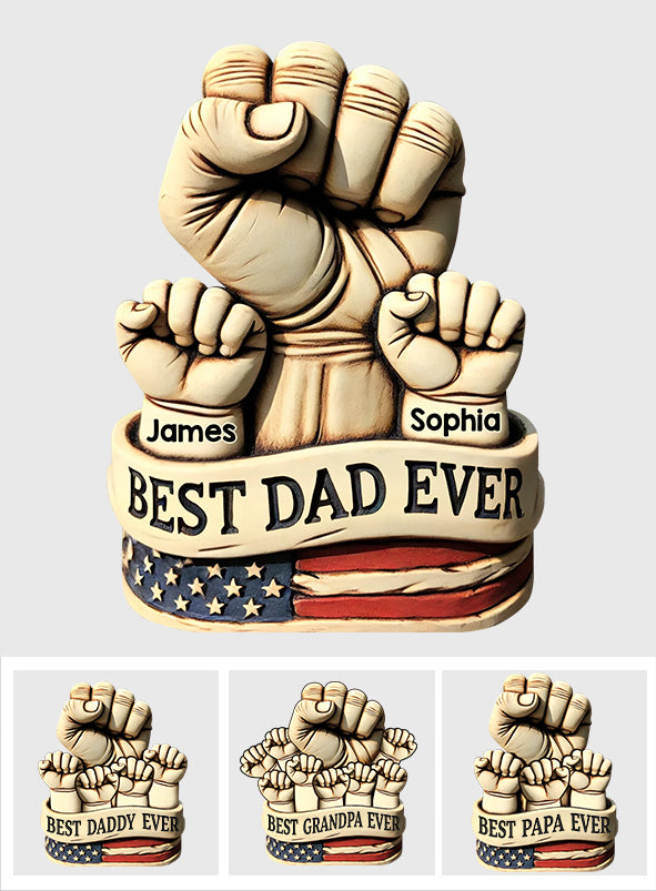 Dad And Kids Hands - Personalized Father Custom Shaped Acrylic Plaque