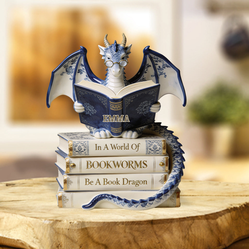 Dans un monde de rats de bibliothèque, soyez un dragon des livres ! – Plaque acrylique personnalisée en forme de livre