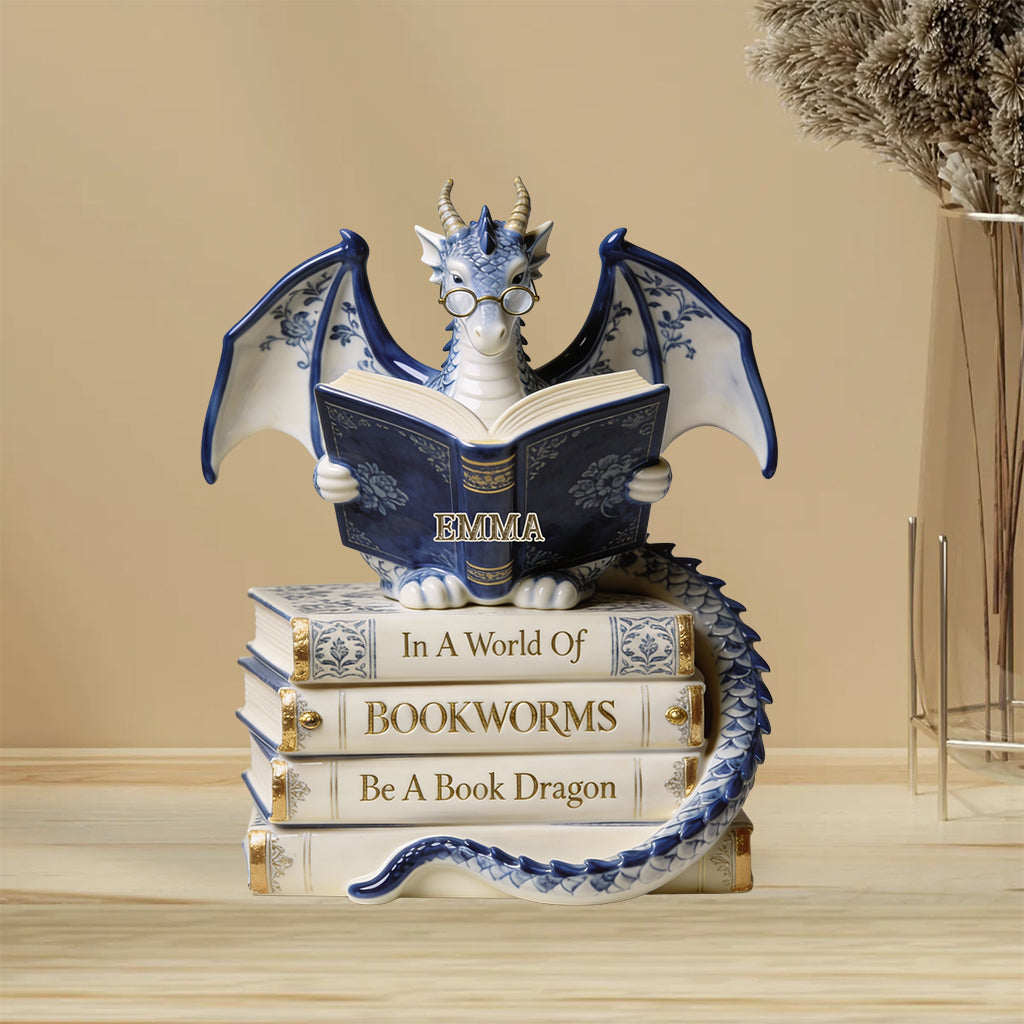 Dans un monde de rats de bibliothèque, soyez un dragon des livres ! – Plaque acrylique personnalisée en forme de livre