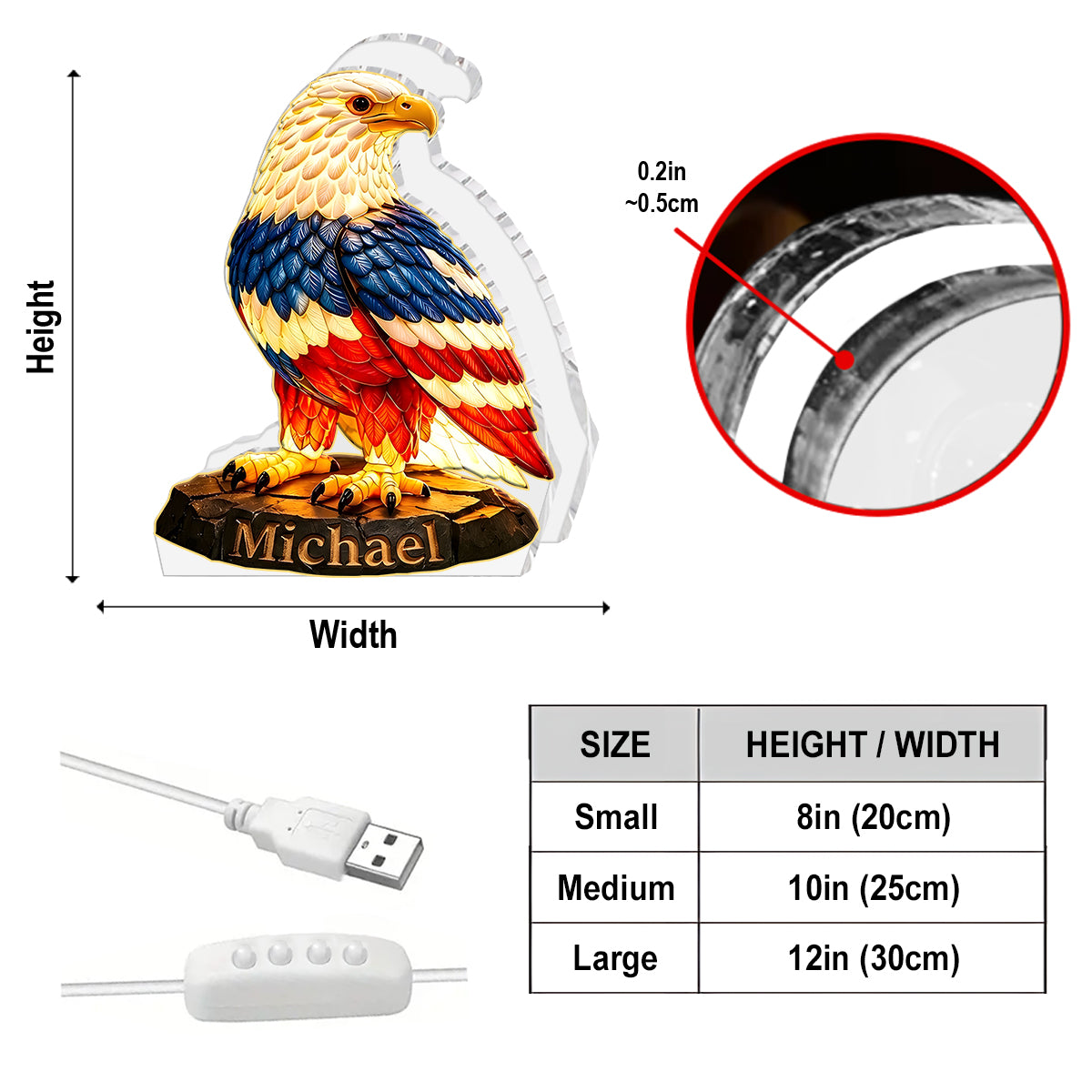 USA 250. Jubiläum - Personalisierte Patriot Acryl LED Nachtlicht