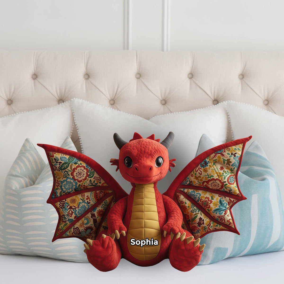 Dragon Quilt - Personalized Dragon Faux Fur Shaped Pillow