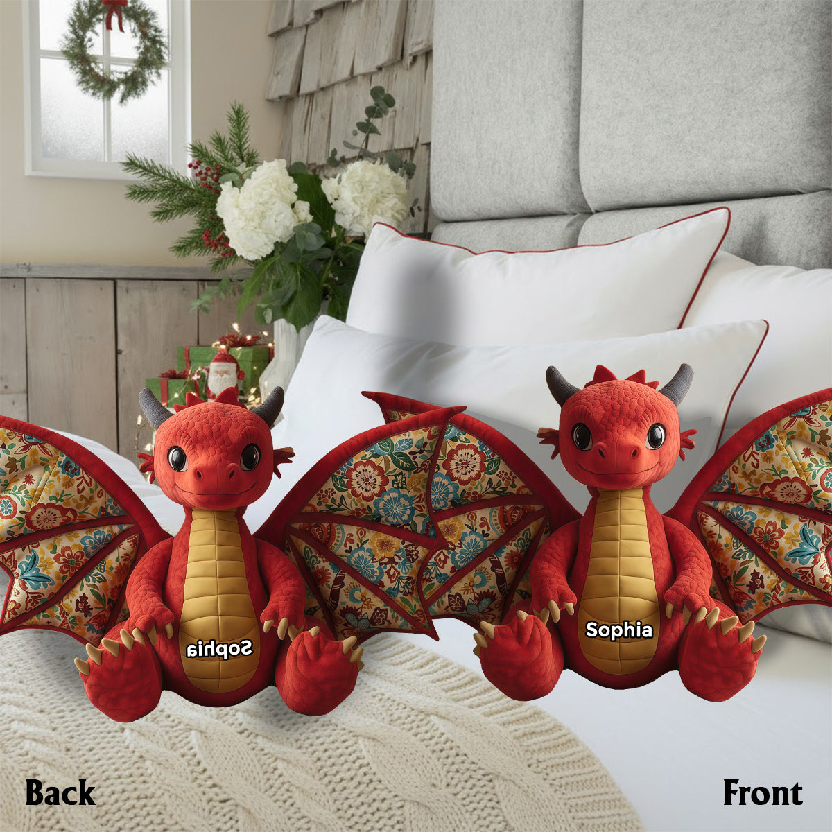 Dragon Quilt - Personalized Dragon Faux Fur Shaped Pillow
