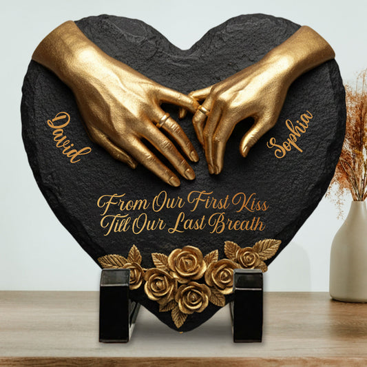 From Our First Kiss Till Our Last Breath - Personalized Couple Heart Shaped Stone