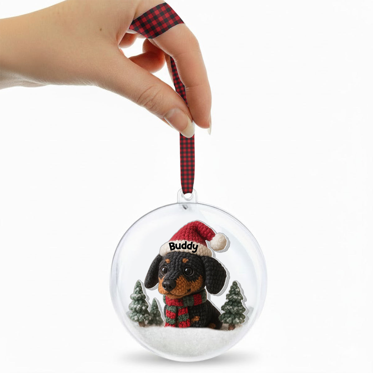 Christmas Pet - Personalized Dog Snow Globe Ornament With Bow