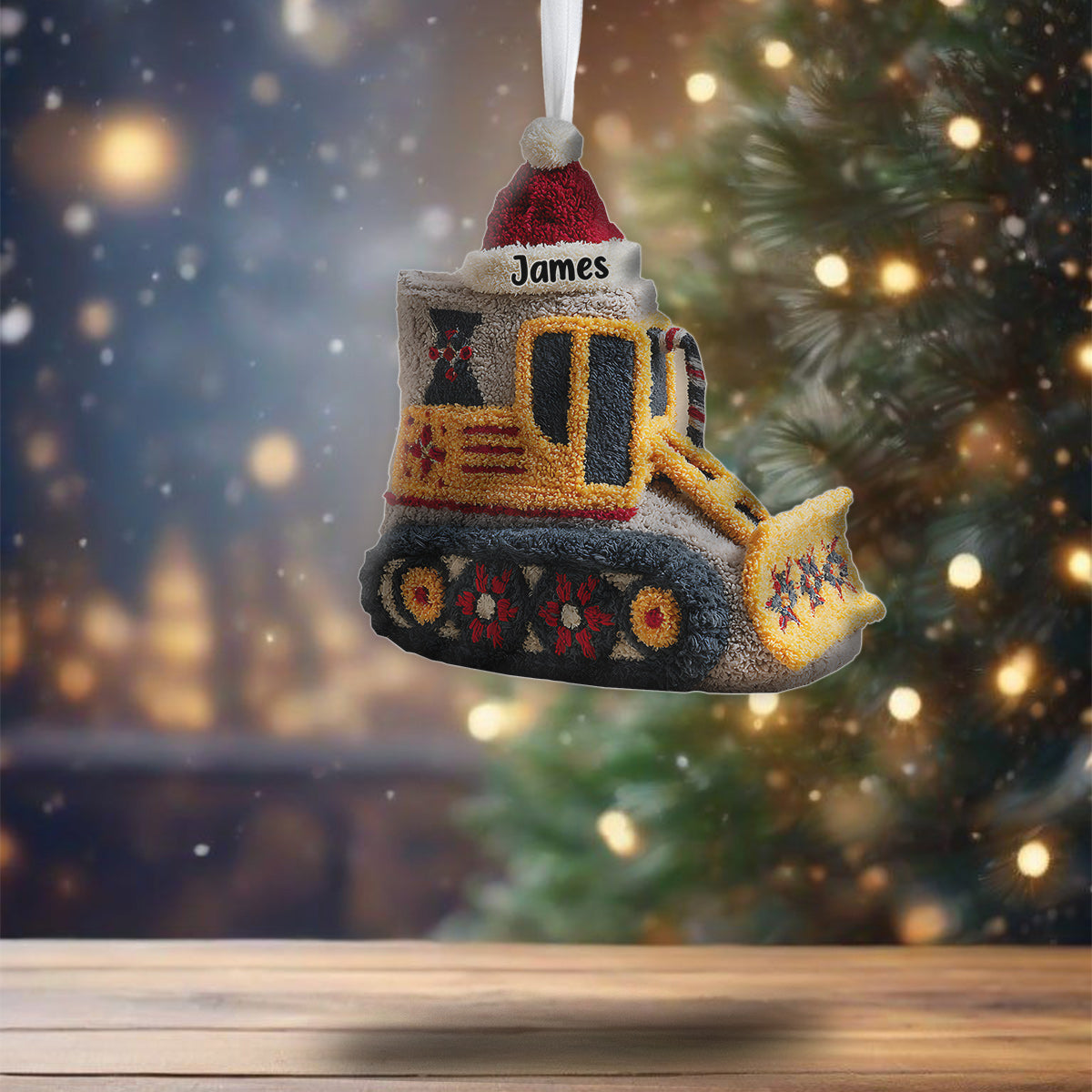 Chaussette de Noël personnalisée en forme d'excavatrice pour enfant