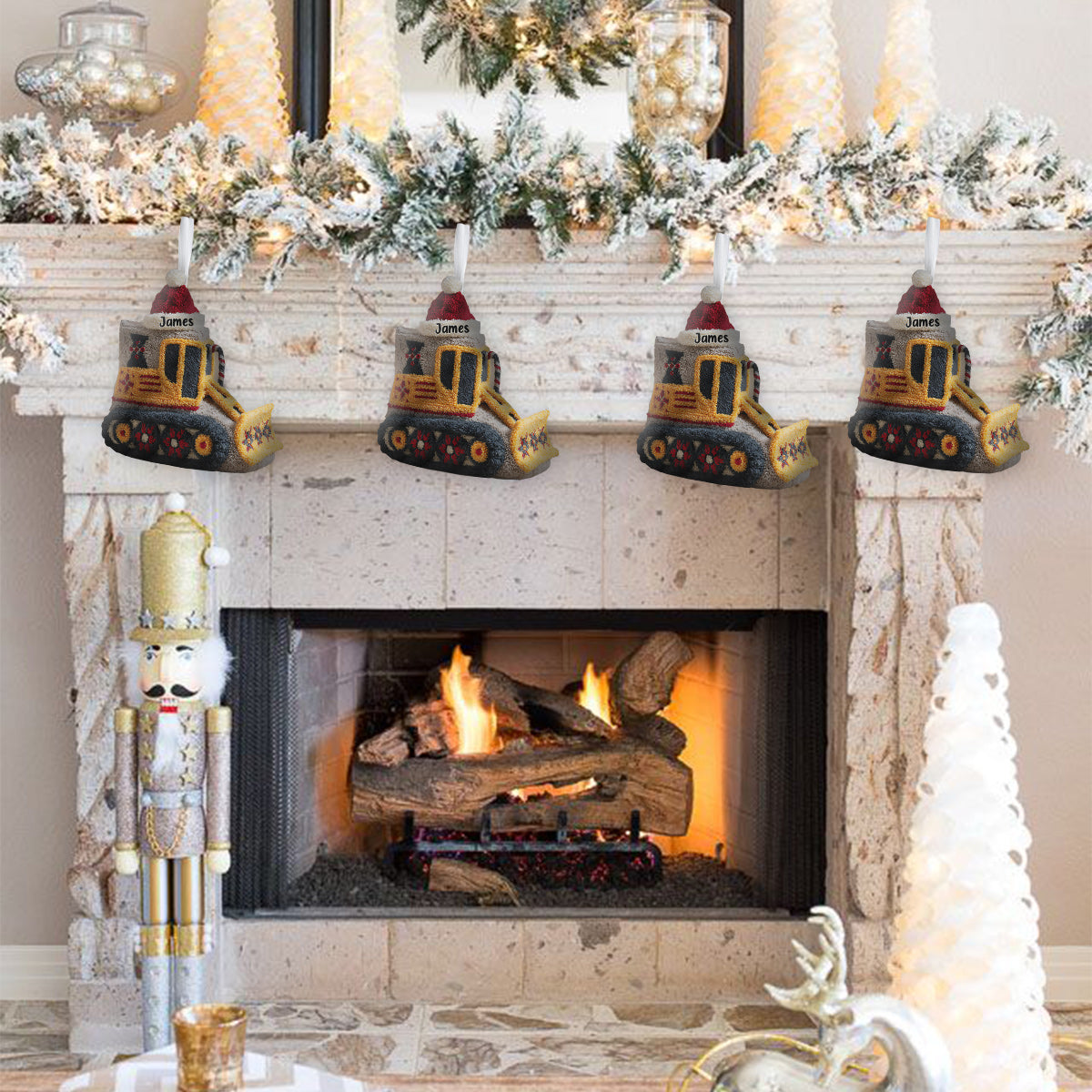 Chaussette de Noël personnalisée en forme d'excavatrice pour enfant