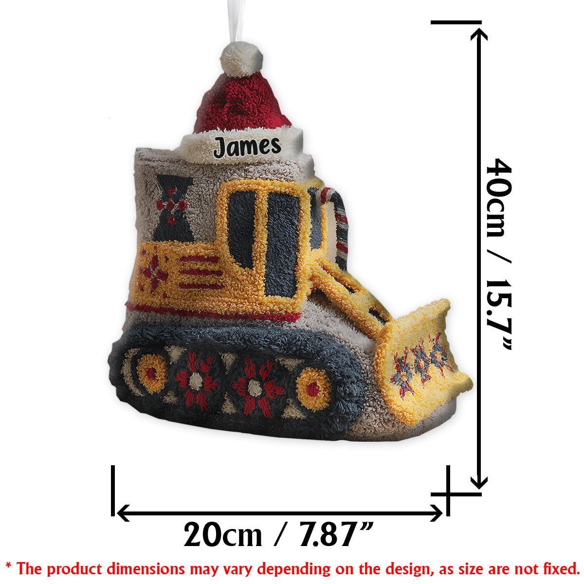 Chaussette de Noël personnalisée en forme d'excavatrice pour enfant