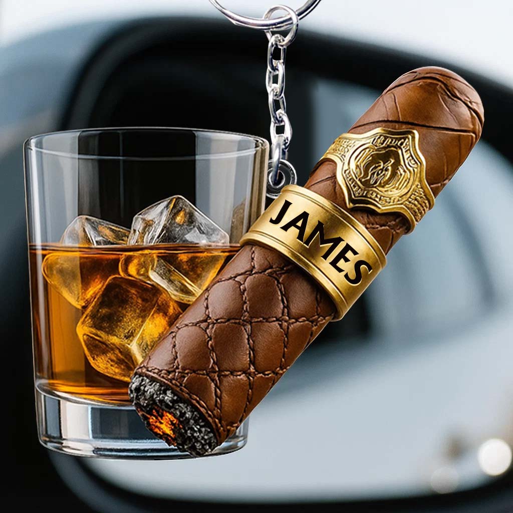 Whiskey & Cigar - Personalized Whisky Keychain