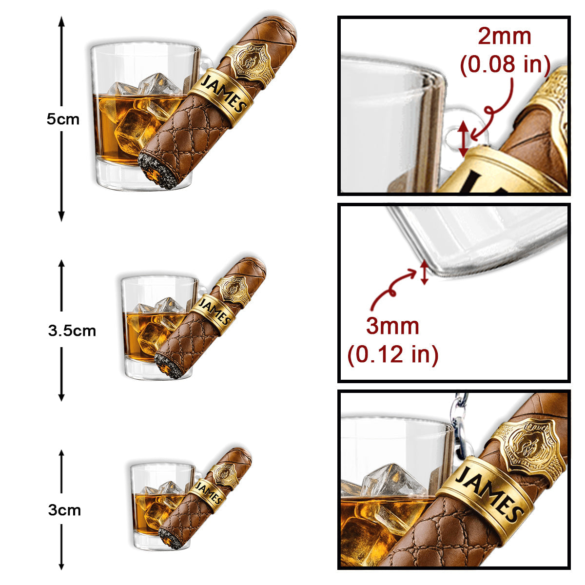 Whiskey & Cigar - Personalized Whisky Keychain