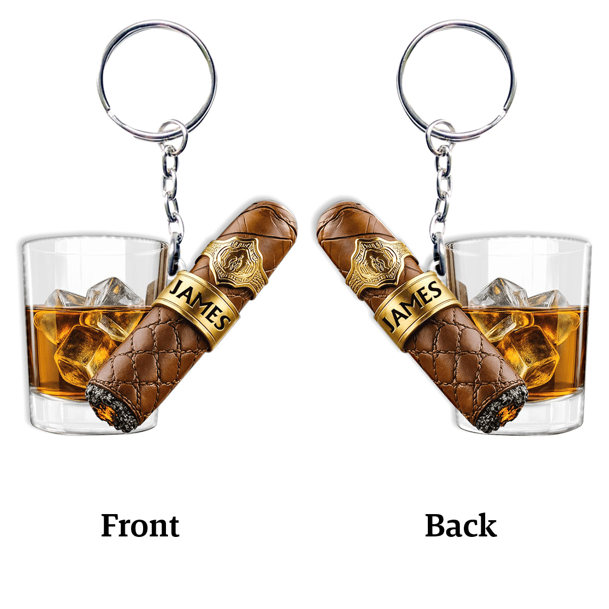 Whiskey & Cigar - Personalized Whisky Keychain