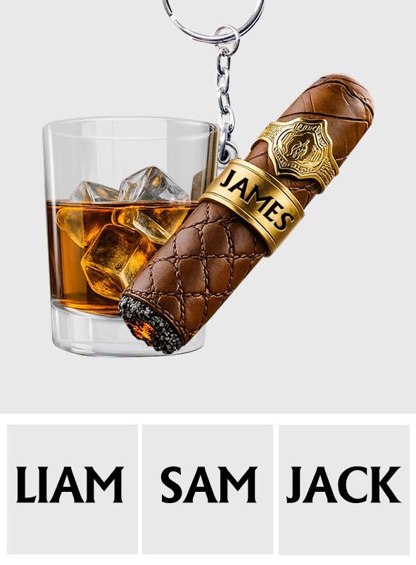 Whiskey & Cigar - Personalized Whisky Keychain