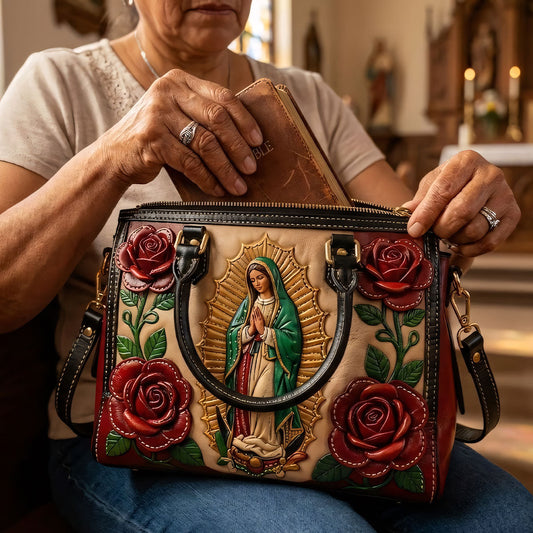 Our Lady Of Guadalupe - Personalized Christian Leather Handbag