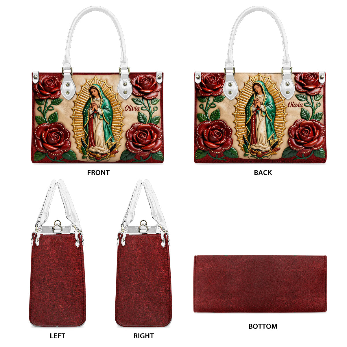 Our Lady Of Guadalupe - Personalized Christian Leather Handbag