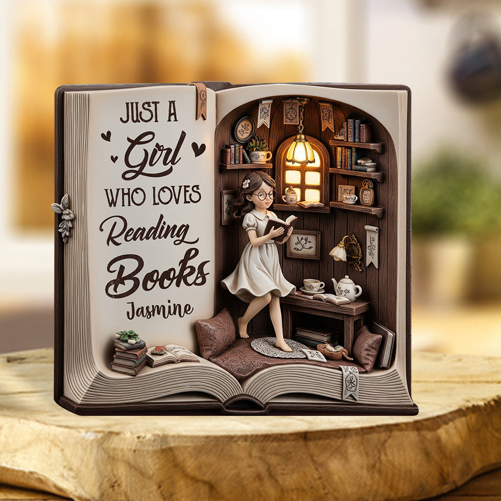 Just A Girl Who Loves Reading Books - Personalized Book Custom Shaped Acrylic Plaque