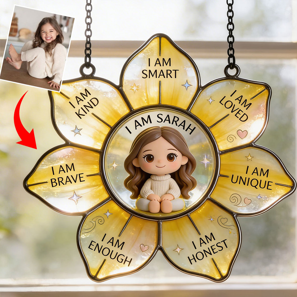 You Are Enough - Personalized Kid Window Hanging Suncatcher Ornament