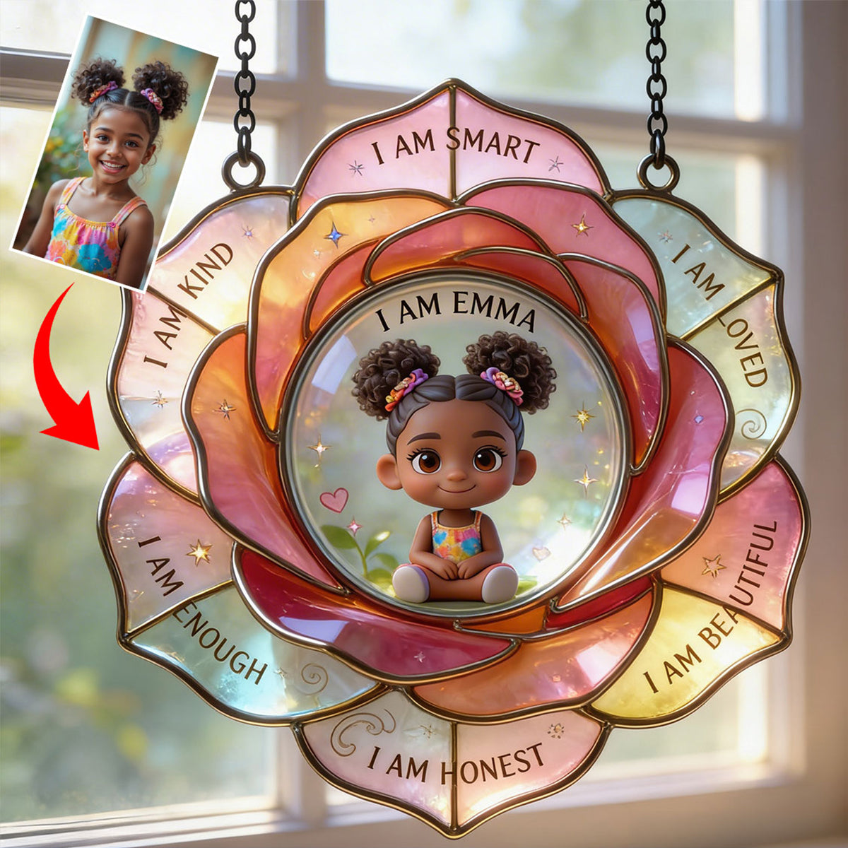 You Are Enough - Personalized Kid Window Hanging Suncatcher Ornament