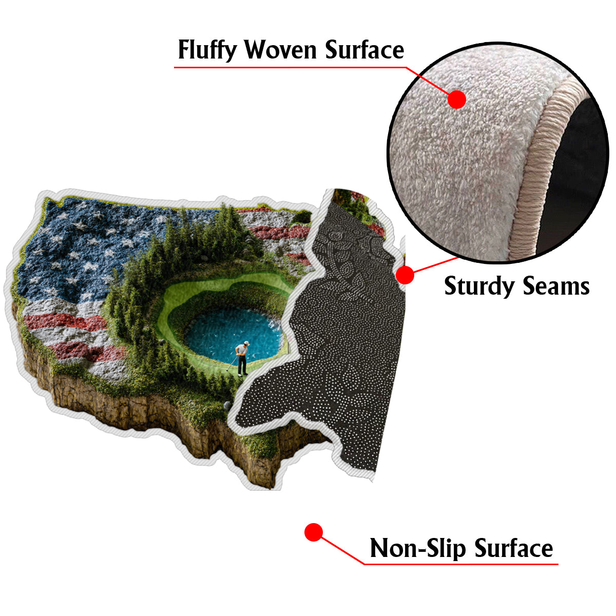 For The Love Of The Game - Personalized Golf Non-Slip Tufted Rug