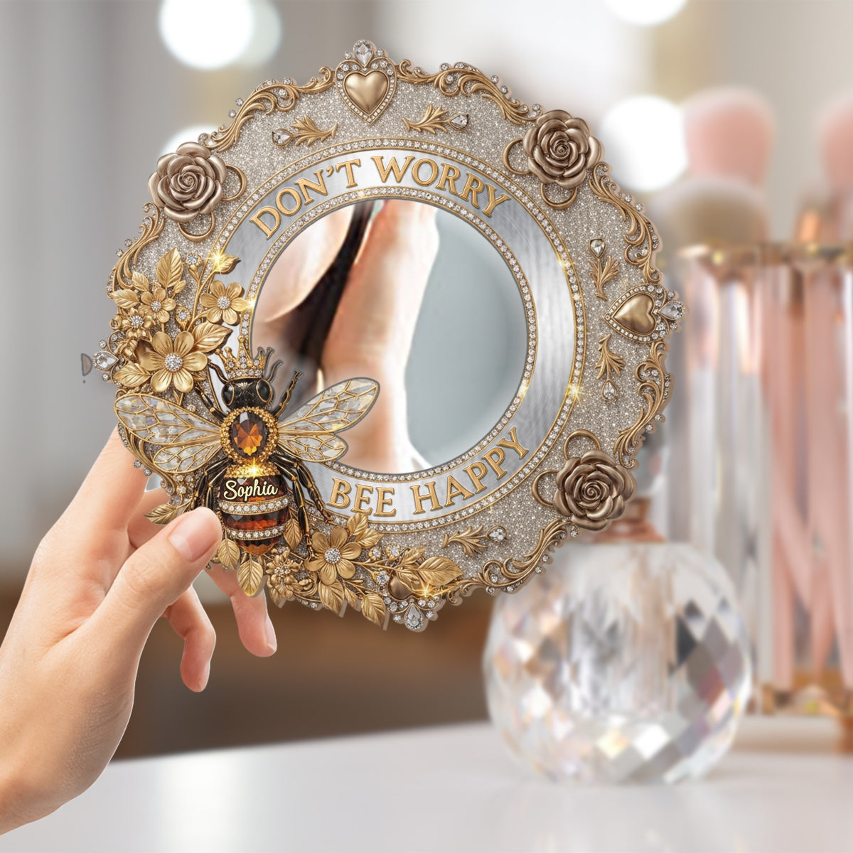 Bee Happy – Personalisierter Bienen-Wandspiegel