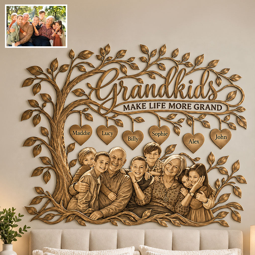 Grandkids Tree - Personalized Grandma Cut Metal Sign