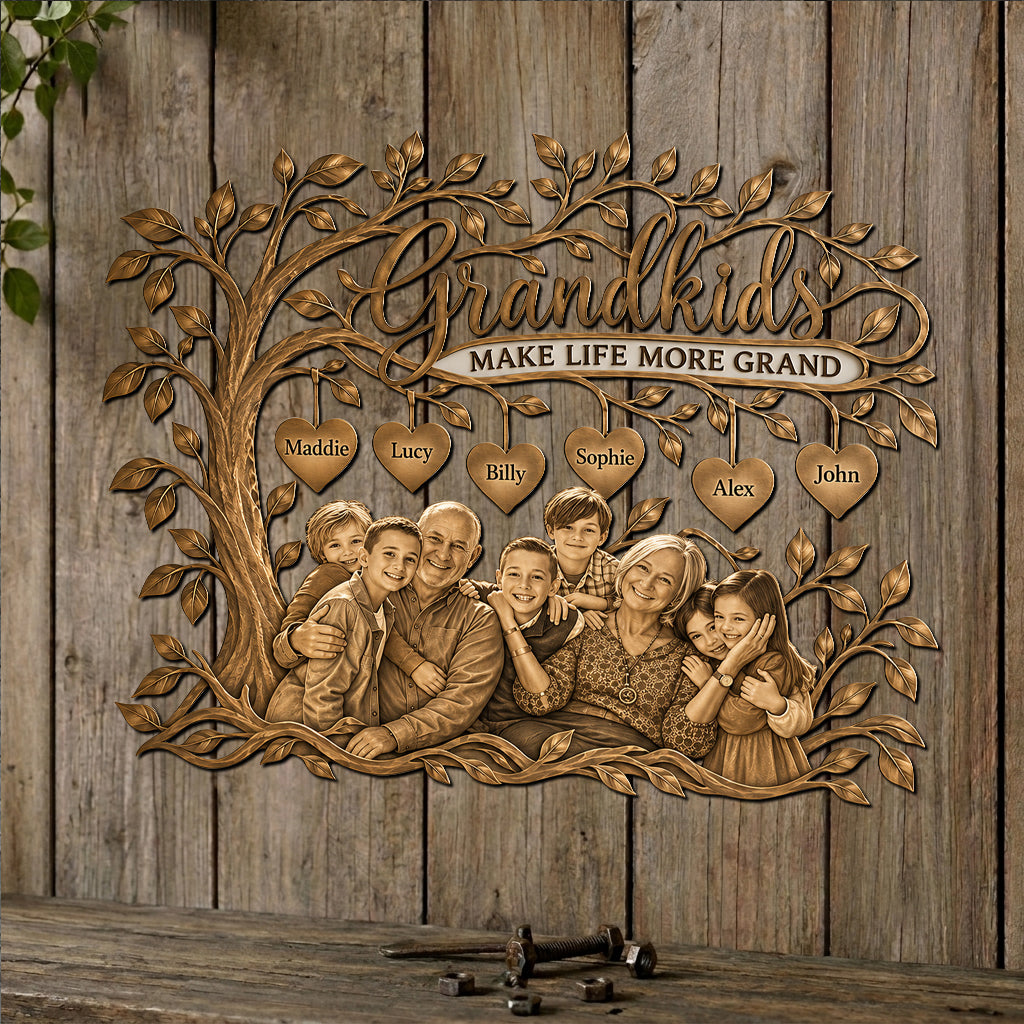 Grandkids Tree - Personalized Grandma Cut Metal Sign