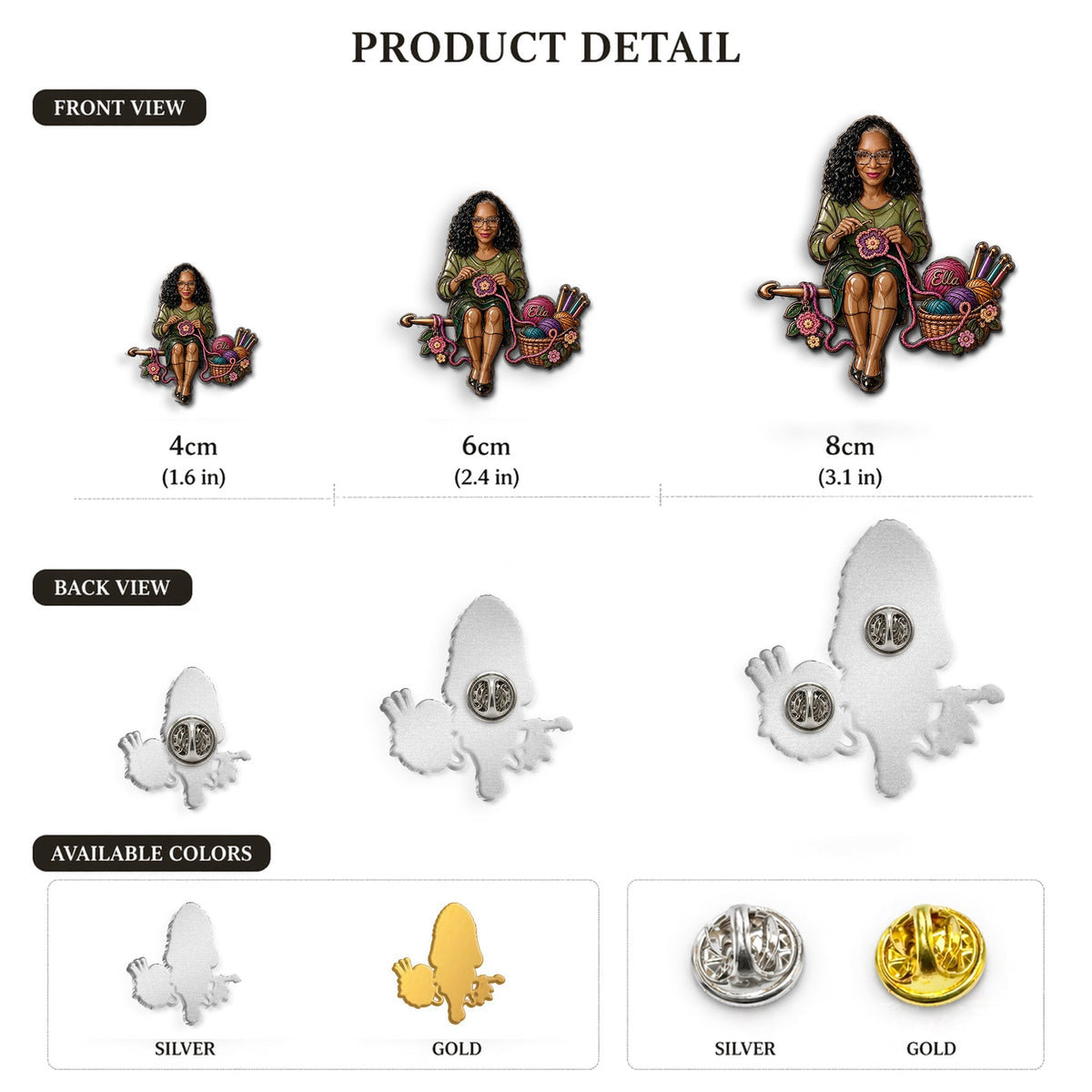 Love Crocheting - Personalized Crocheting 3D Embossed Enamel Pin