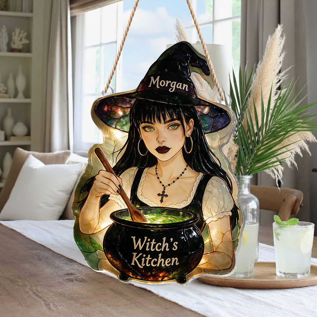 Witch's Kitchen - Personalized Witch Paper Towel Stand & Notebook & LED Acrylic Sign Gift Set