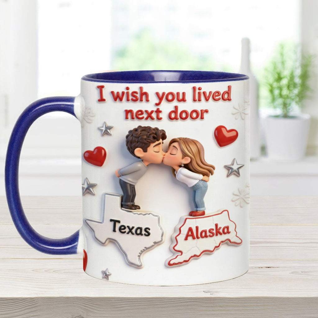 I Wish You Lived Next Door - Personalized Couple Accent Mug