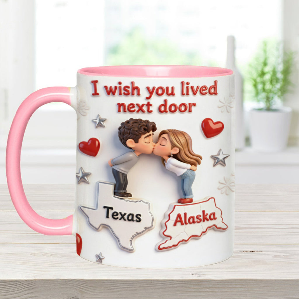 I Wish You Lived Next Door - Personalized Couple Accent Mug